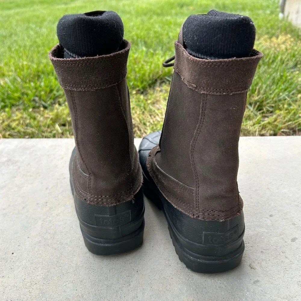 Totes Men's Boots Size 9 Medium brown Leather Insulated Winter Duck Snowking